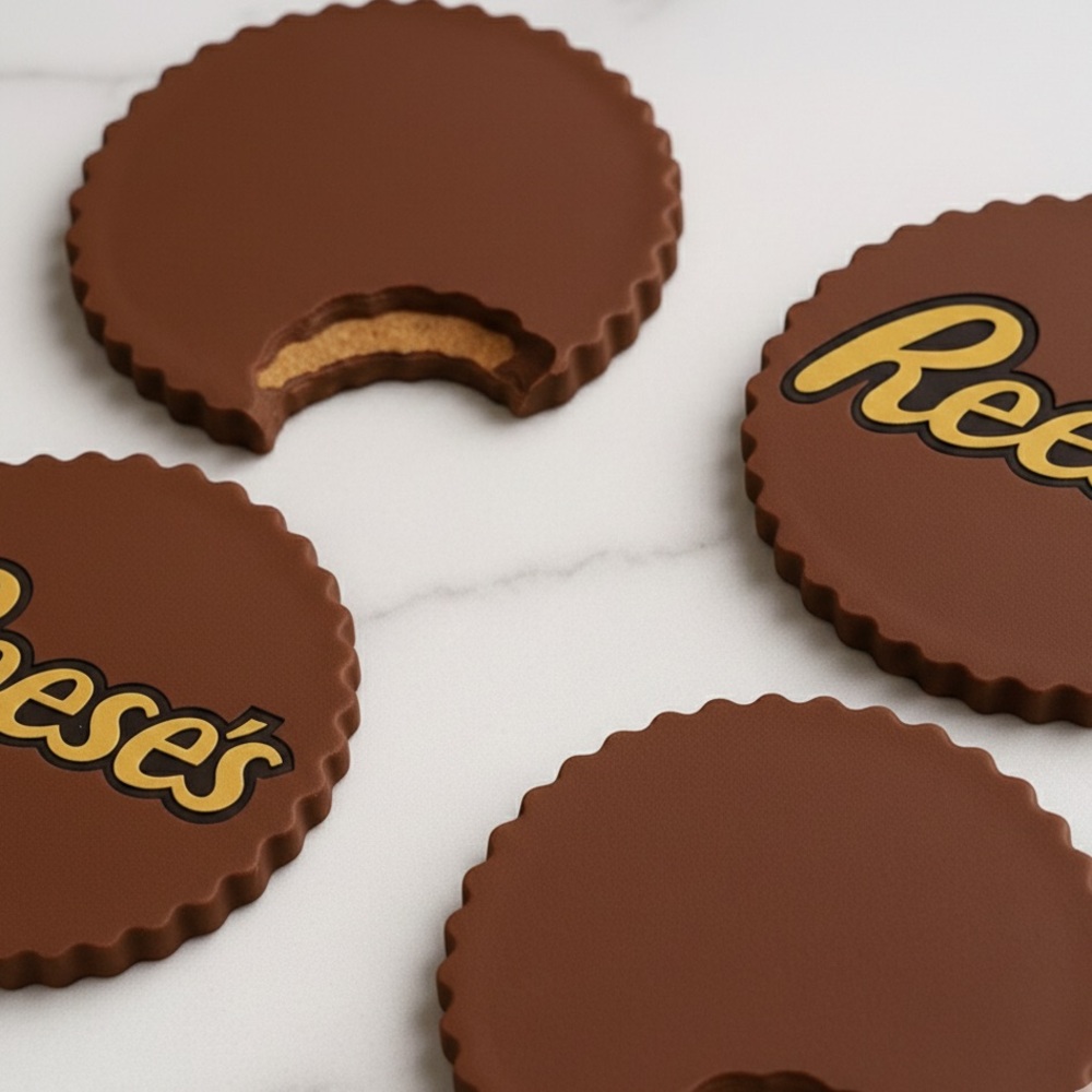 Peanut Butter Cup Coaster Set Handmade – Set of 4 - Picture 3 of 8